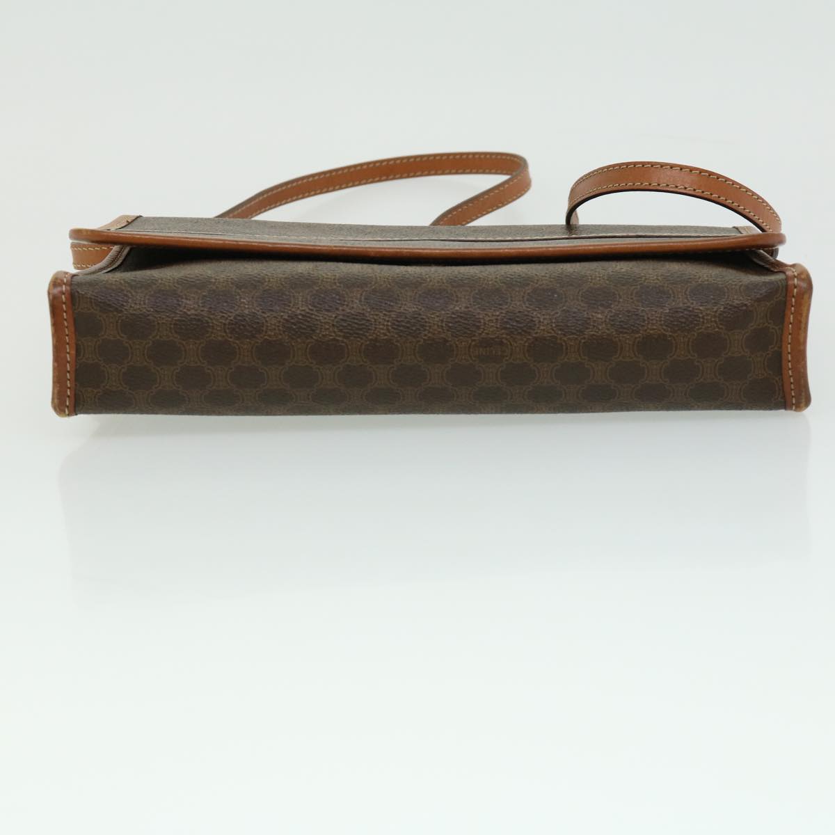 CELINE Macadam Canvas Shoulder Bag PVC Leather Brown Auth 31513