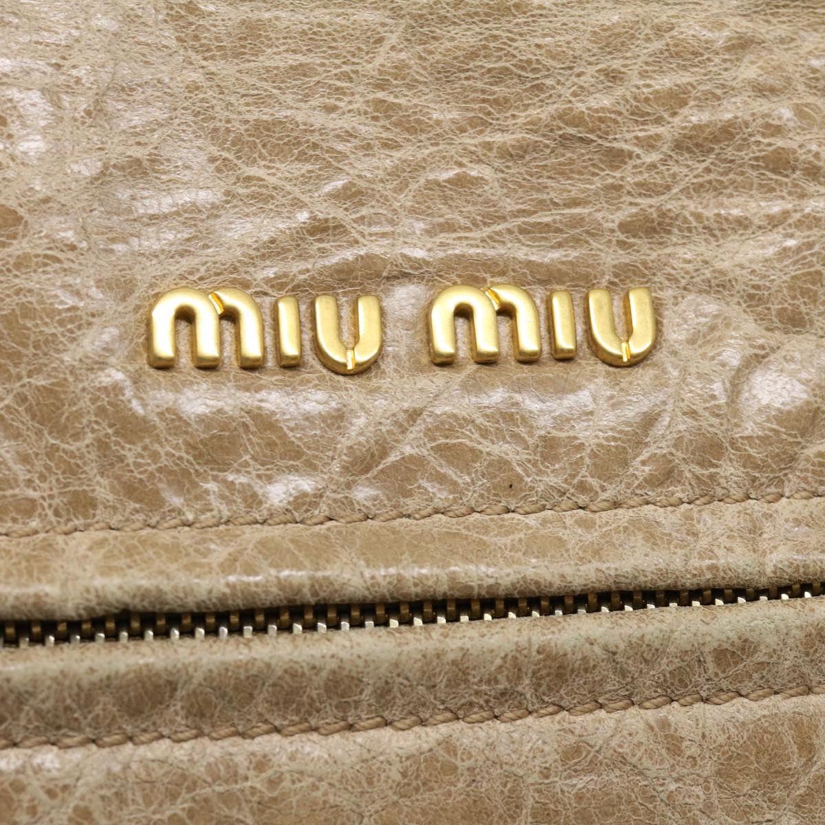 MiuMiu Hand Bag 2way Leather Beige Auth 31531