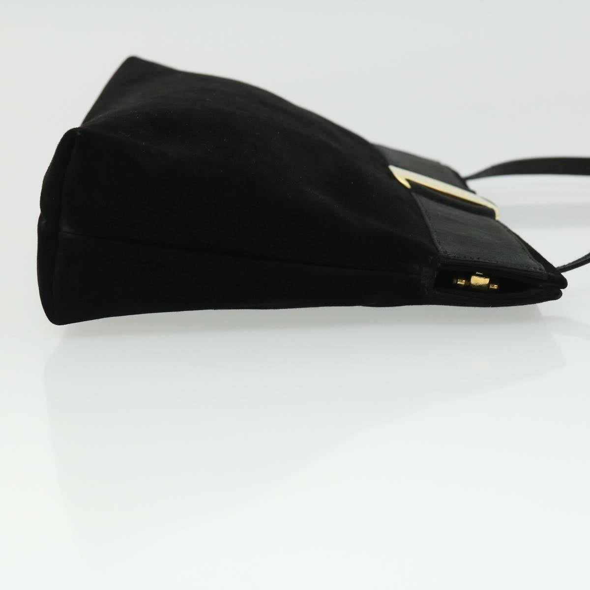 Salvatore Ferragamo cotton Shoulder Bag Black Auth 31579
