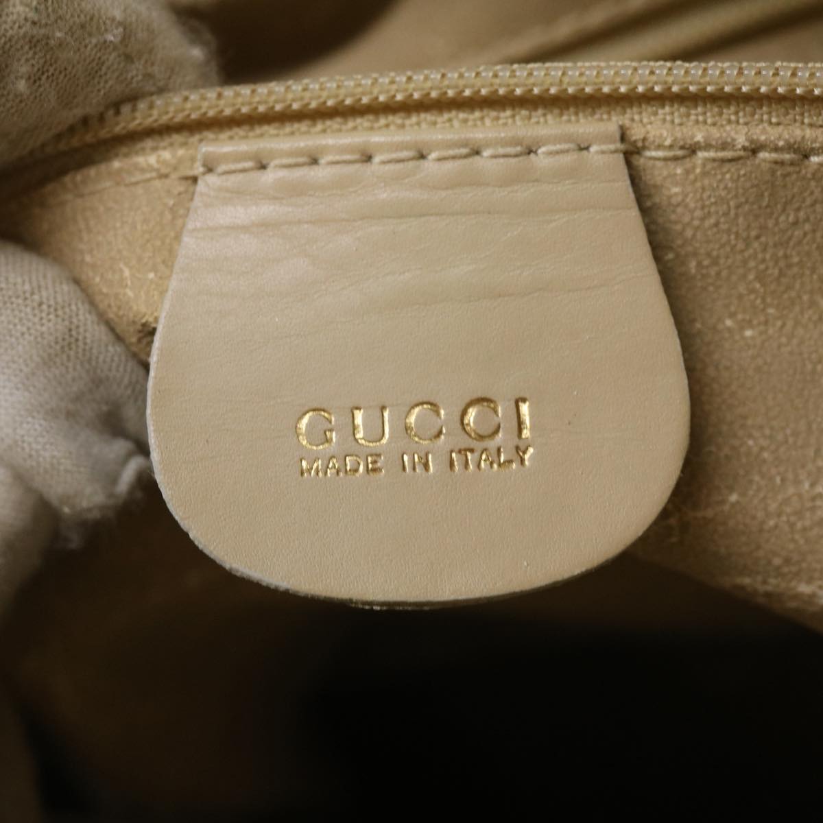 GUCCI Bamboo Hand Bag cotton Beige 00117321638 Auth 31581