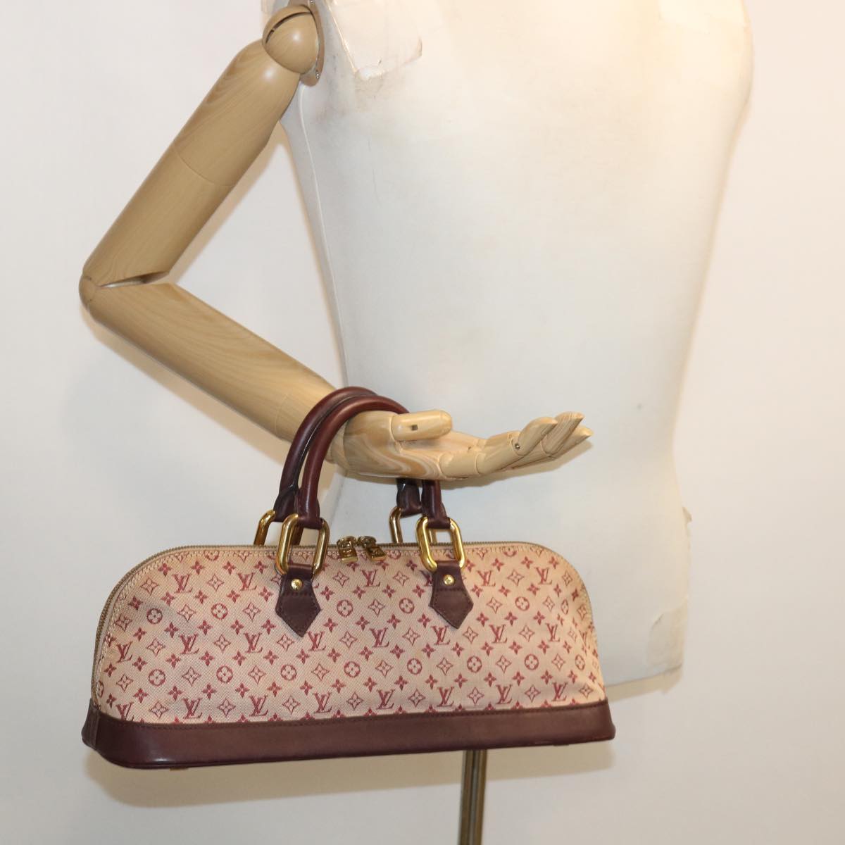 LOUIS VUITTON Monogram Mini Alma Long Hand Bag Red M92207 LV Auth 31658