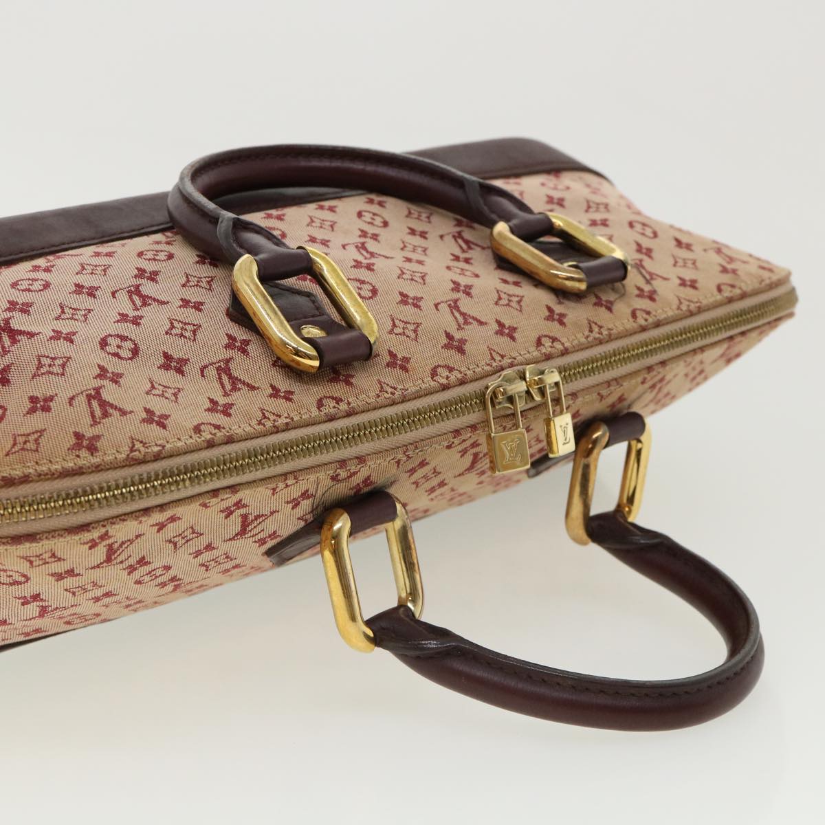 LOUIS VUITTON Monogram Mini Alma Long Hand Bag Red M92207 LV Auth 31658