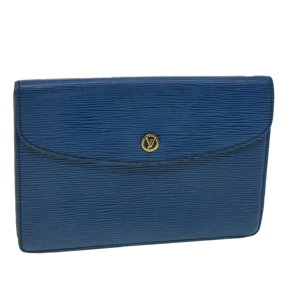 LOUIS VUITTON Epi Montagne 23 Clutch Bag Blue M52665 LV Auth 31693