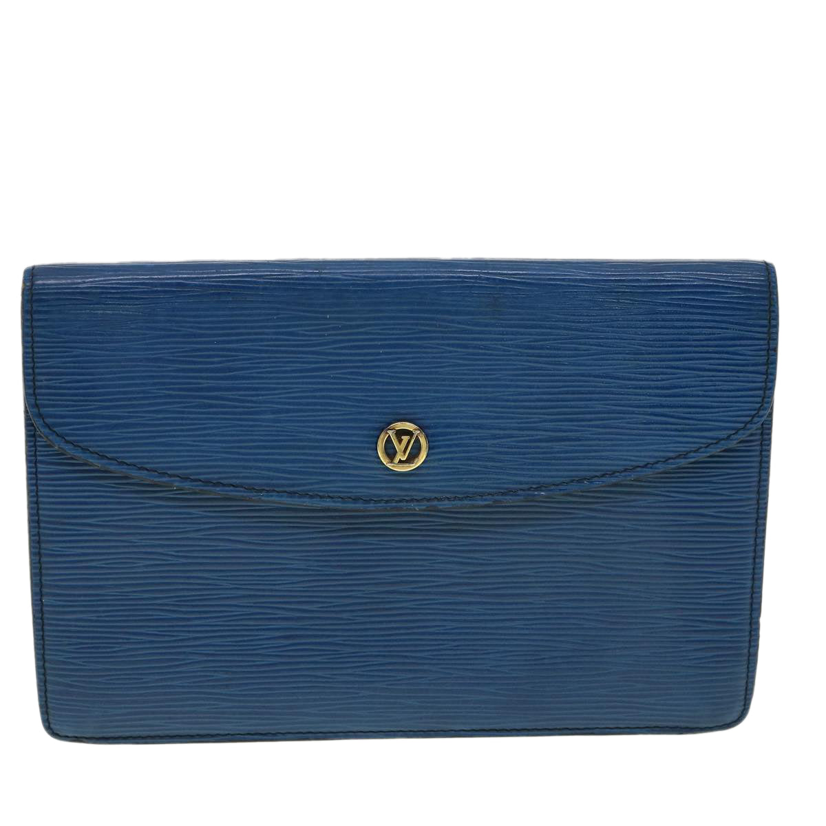 LOUIS VUITTON Epi Montagne 23 Clutch Bag Blue M52665 LV Auth 31693