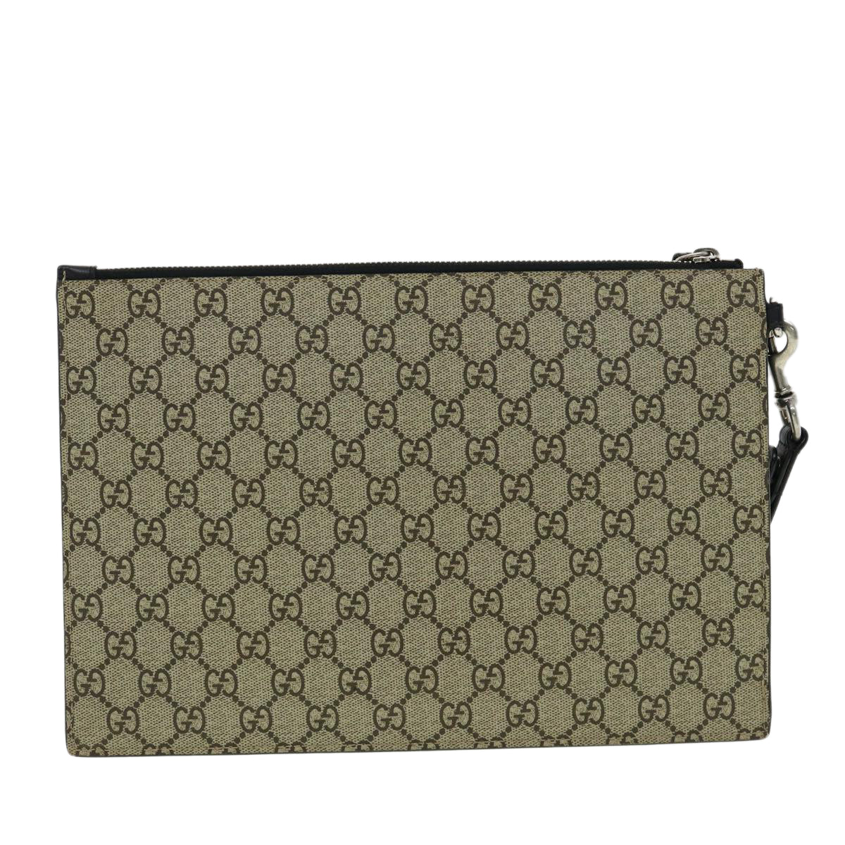 GUCCI GG Supreme Tiger Clutch Bag PVC Leather Gray 473904 Auth 31726 - 0