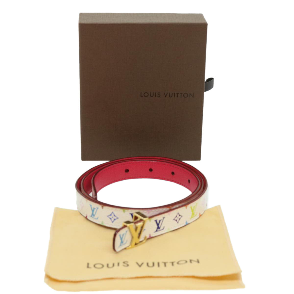 LOUIS VUITTON Monogram Multicolor Ceintureprinted initialsBelt White M9630 31783