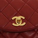 CHANEL Matelasse Chain Hand Bag Lamb Skin Red CC Auth 31892A-18