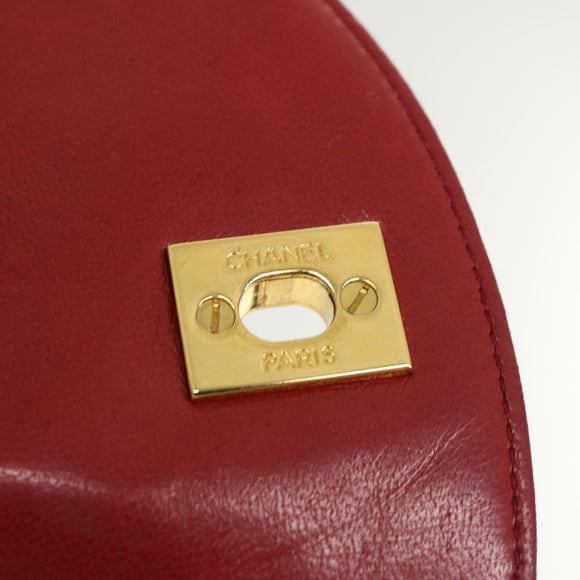 CHANEL Matelasse Chain Hand Bag Lamb Skin Red CC Auth 31892A