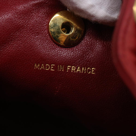 CHANEL Matelasse Chain Hand Bag Lamb Skin Red CC Auth 31892A