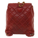 CHANEL Matelasse Chain Hand Bag Lamb Skin Red CC Auth 31892A-2