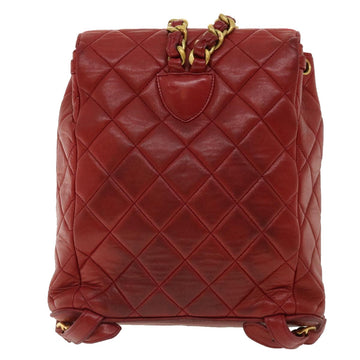 CHANEL Matelasse Chain Hand Bag Lamb Skin Red CC Auth 31892A - 0