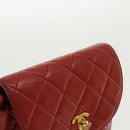 CHANEL Matelasse Chain Hand Bag Lamb Skin Red CC Auth 31892A-6