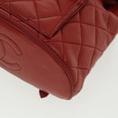 CHANEL Matelasse Chain Hand Bag Lamb Skin Red CC Auth 31892A-14