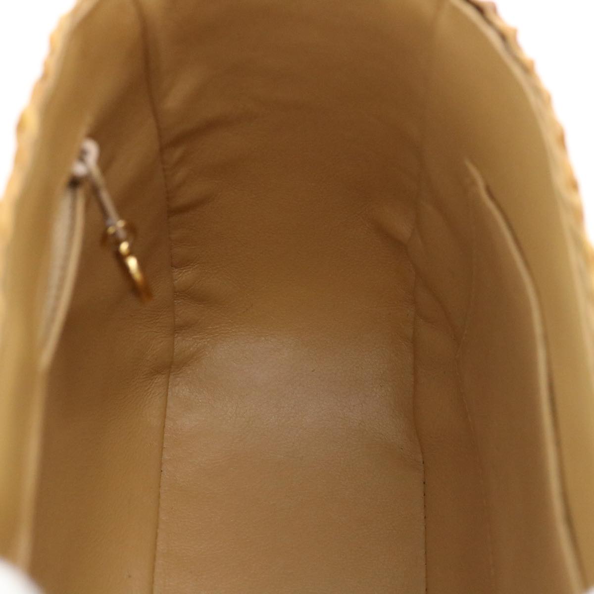 CHANEL Basket Chain Shoulder Bag Leather rattan Brown CC Auth 31896A