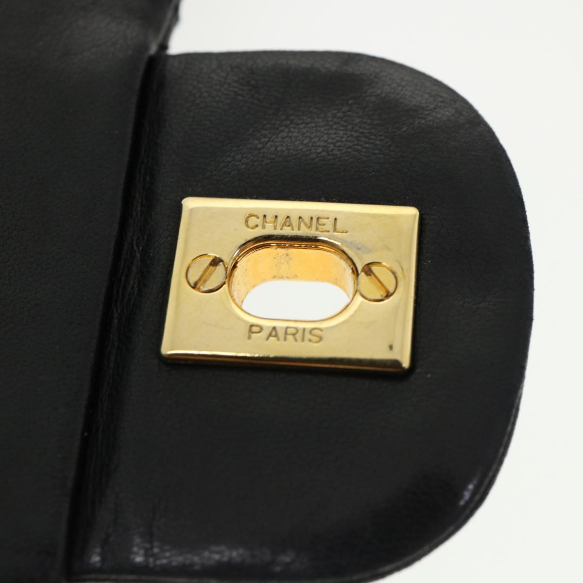 CHANEL Classic Matelasse 25 Chain Flap Shoulder Bag Lamb Skin Black Auth 31980A