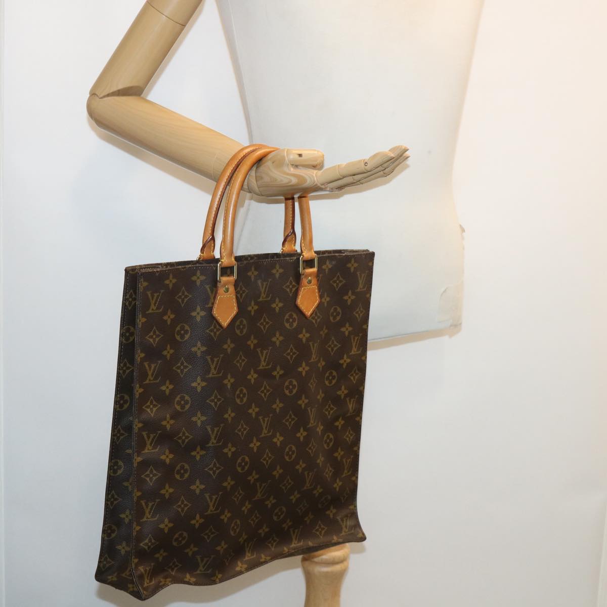 LOUIS VUITTON Monogram Sac Plat Hand Bag M51140 LV Auth 32068