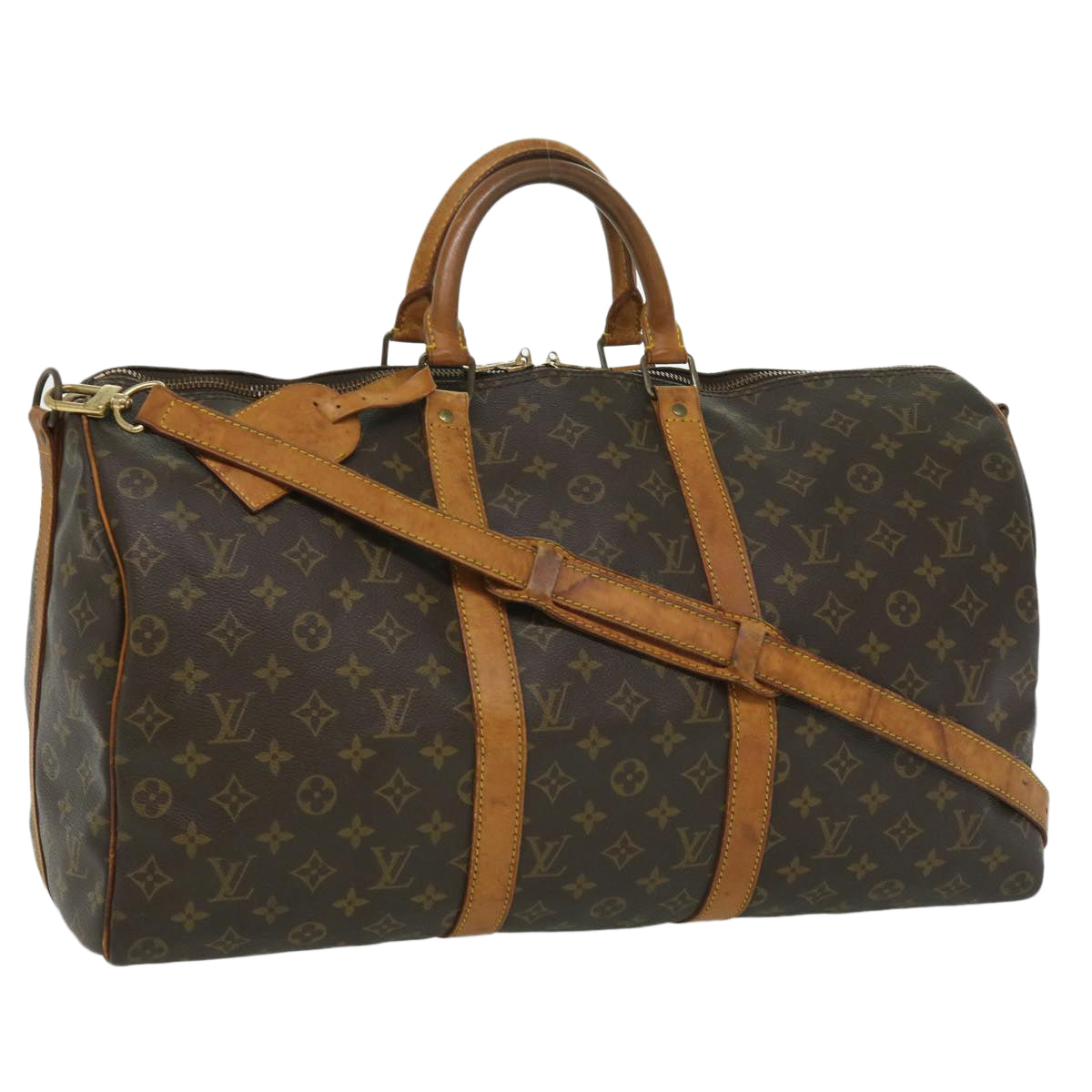 LOUIS VUITTON Monogram Keepall Bandouliere 50 Boston Bag M41416 LV Auth 32123