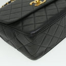 CHANEL Big Matelasse Turn Lock Shoulder Bag Caviar Skin Black CC Auth 32155A-15