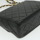 CHANEL Big Matelasse Turn Lock Shoulder Bag Caviar Skin Black CC Auth 32155A-17