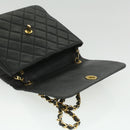 CHANEL Big Matelasse Turn Lock Shoulder Bag Caviar Skin Black CC Auth 32155A-19