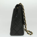 CHANEL Big Matelasse Turn Lock Shoulder Bag Caviar Skin Black CC Auth 32155A-4