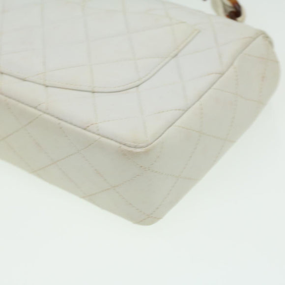 CHANEL Matelasse Turn Lock Shoulder Bag Lamb Skin Brown White CC Auth 32160A