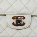 CHANEL Matelasse Turn Lock Shoulder Bag Lamb Skin Brown White CC Auth 32160A-19