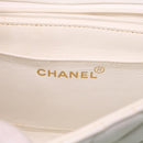 CHANEL Matelasse Turn Lock Shoulder Bag Lamb Skin Brown White CC Auth 32160A-20