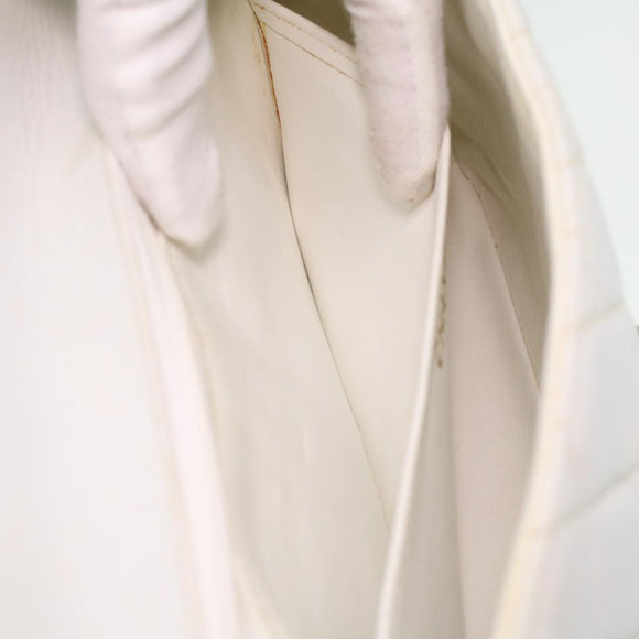 CHANEL Matelasse Turn Lock Shoulder Bag Lamb Skin Brown White CC Auth 32160A