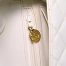 CHANEL Matelasse Turn Lock Shoulder Bag Lamb Skin Brown White CC Auth 32160A-24