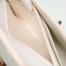 CHANEL Matelasse Turn Lock Shoulder Bag Lamb Skin Brown White CC Auth 32160A-25