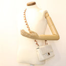 CHANEL Matelasse Turn Lock Shoulder Bag Lamb Skin Brown White CC Auth 32160A-26