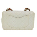 CHANEL Matelasse Turn Lock Shoulder Bag Lamb Skin Brown White CC Auth 32160A-2