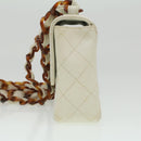 CHANEL Matelasse Turn Lock Shoulder Bag Lamb Skin Brown White CC Auth 32160A-3