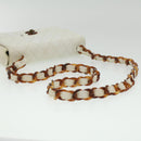 CHANEL Matelasse Turn Lock Shoulder Bag Lamb Skin Brown White CC Auth 32160A-7