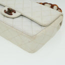 CHANEL Matelasse Turn Lock Shoulder Bag Lamb Skin Brown White CC Auth 32160A-14