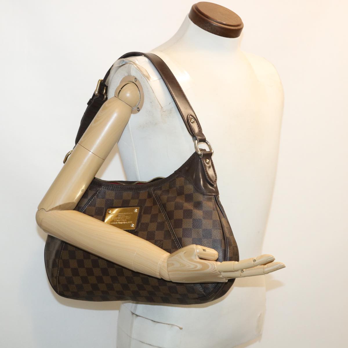 LOUIS VUITTON Damier Ebene Thames GM Shoulder Bag N48181 LV Auth 32240