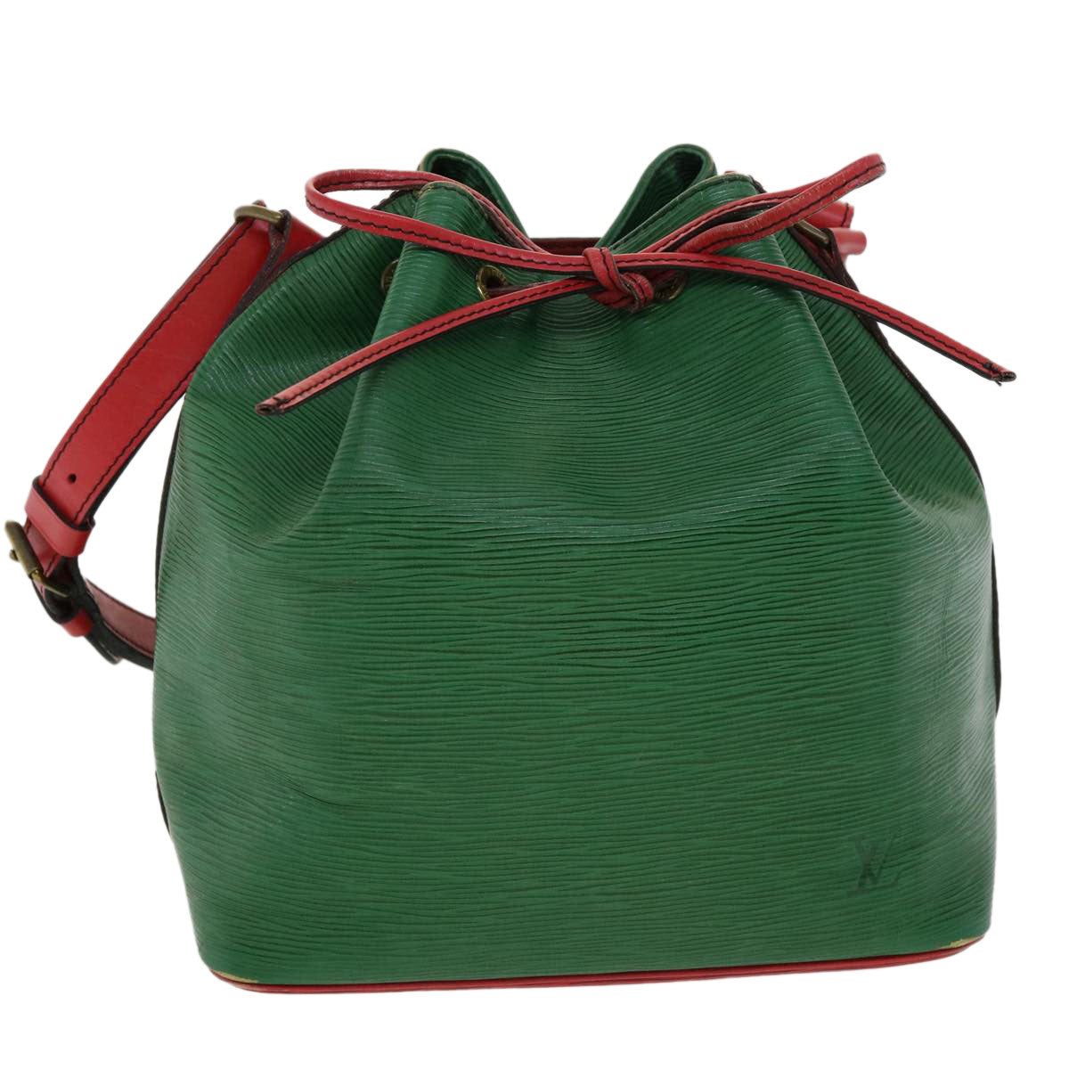 LOUIS VUITTON Epi Petit Noe Bicolor Shoulder Bag Green Red M44147 LV Auth 32346