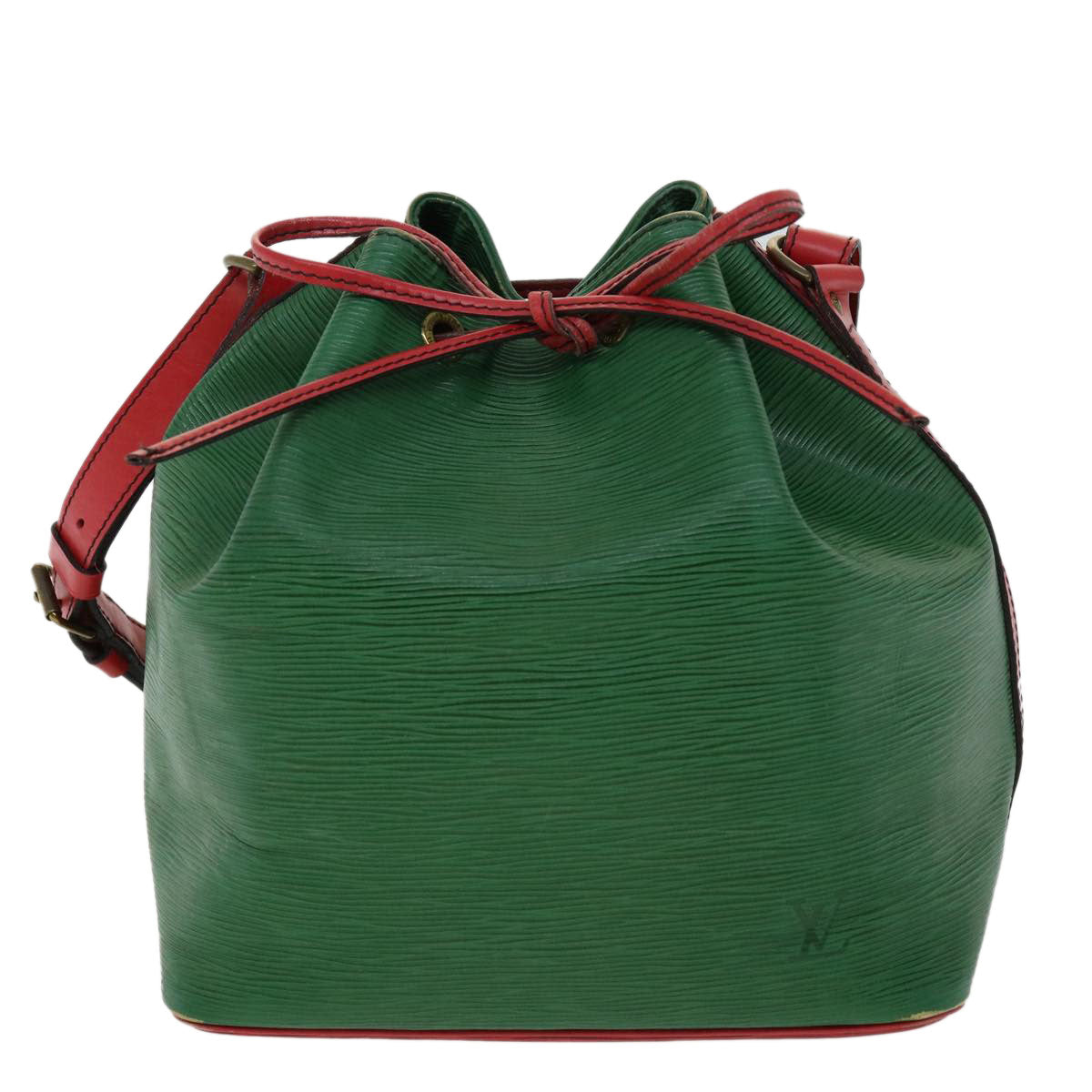 LOUIS VUITTON Epi Petit Noe Bicolor Shoulder Bag Green Red M44147 LV Auth 32346