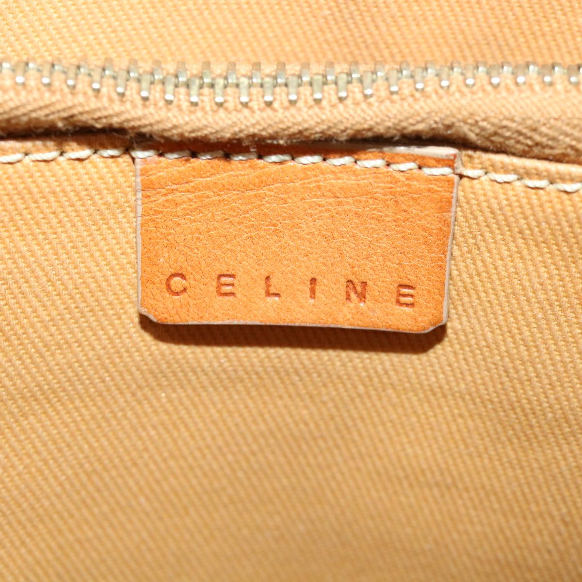 CELINE Macadam Canvas Shoulder Bag PVC Leather Beige Auth 32391