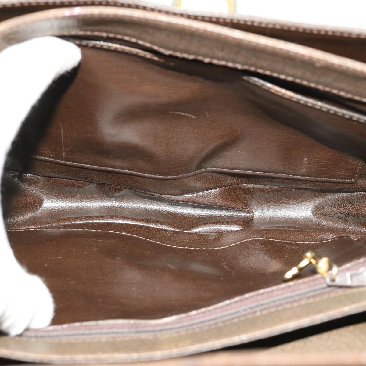 GUCCI GG Canvas Shoulder Bag PVC Leather Beige Auth 32392