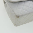 CHANEL Matelasse Pair Shoulder Bag Lamb Skin White CC Auth 32416A-11