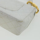 CHANEL Matelasse Pair Shoulder Bag Lamb Skin White CC Auth 32416A-12