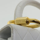 CHANEL Matelasse Pair Shoulder Bag Lamb Skin White CC Auth 32416A-14