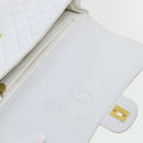 CHANEL Matelasse Pair Shoulder Bag Lamb Skin White CC Auth 32416A-18