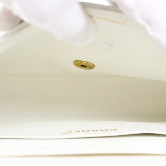 CHANEL Matelasse Pair Shoulder Bag Lamb Skin White CC Auth 32416A