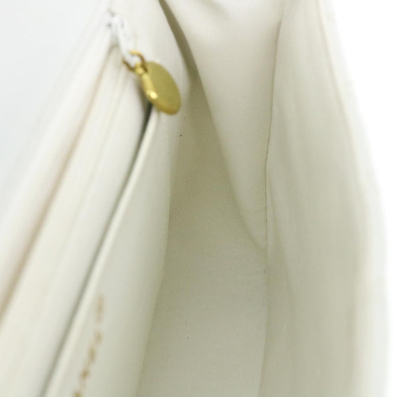 CHANEL Matelasse Pair Shoulder Bag Lamb Skin White CC Auth 32416A