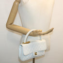 CHANEL Matelasse Pair Shoulder Bag Lamb Skin White CC Auth 32416A-28