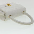 CHANEL Matelasse Pair Shoulder Bag Lamb Skin White CC Auth 32416A-33