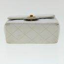 CHANEL Matelasse Pair Shoulder Bag Lamb Skin White CC Auth 32416A-35